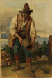 Italienisches Gemälde mit einem hohen Hut, der einen Holzfass in den Händen hält - Johann Baptist Kirner — Ansicht des Kunstwerks
