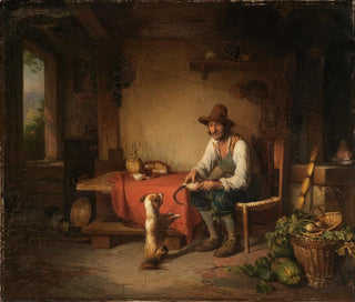 Johann Baptist Kirner - Italienischer Bauer mit Hund spielend.webp
