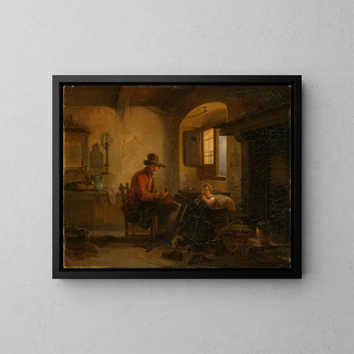 Johann Baptist Kirner - Schuhmacher mit Kind in seiner Werkstatt.webp