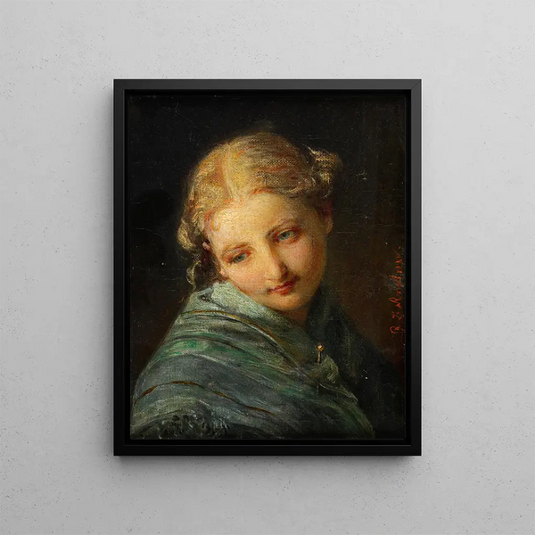 Portrait einer jungen blonden Frau - Johann Baptist Reiter — gerahmtes Bild an der Wand