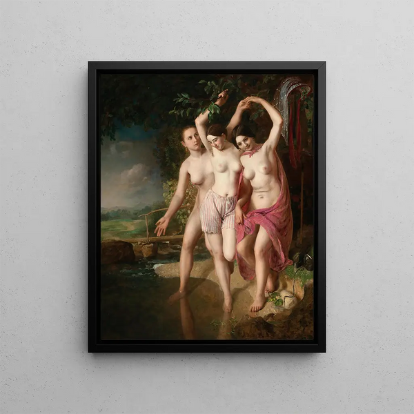 Drei Badende - Johann Baptist Reiter — gerahmtes Bild an der Wand