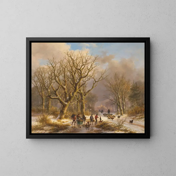Winterzeit - Johann Bernhard Klombeck — gerahmtes Bild an der Wand