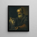 Ein Philosoph vertieft in seine Gedanken, der eine geschnitzte Kopf hält - Johann Carl Loth — gerahmtes Bild an der Wand