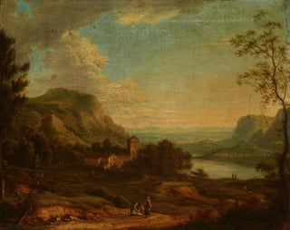 Johann Christian Vollerdt - Landscape with a Genre Scene.webp