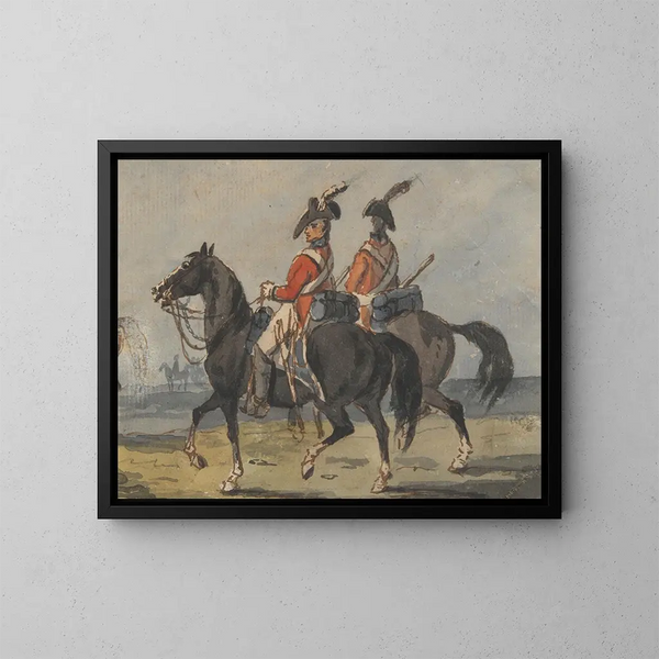 Zwei Mitglieder der königlichen Garde zu Pferd - Johann Conrad Gessner — gerahmtes Bild an der Wand