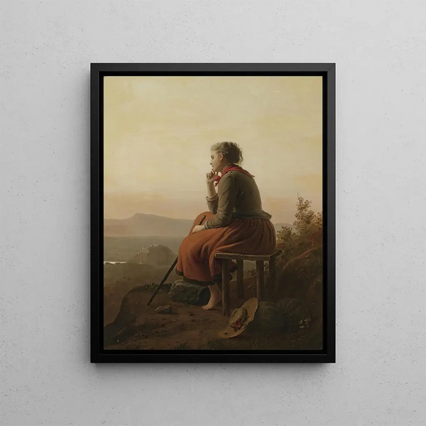 Auf der Höhe Außerhalb der Hügel und in der Ferne - Johann Georg Meyer von Bremen — gerahmtes Bild an der Wand