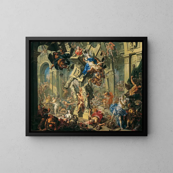 La revanche de Samson - Johann Georg Platzer — gerahmtes Bild an der Wand