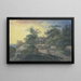 Bauernhof mit Figuren unter Bäumen in der Nähe einer blühenden Holunderblüte - Johann Georg Wagner — gerahmtes Bild an der Wand