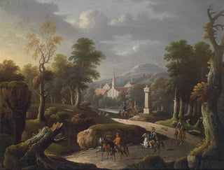 Landschaft mit Bergen und Reisenden - Johann Georg von Bemmel — Ansicht des Kunstwerks