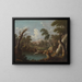 Landschaft mit Bergen und Weidevieh beim Trinken - Johann Georg von Bemmel — gerahmtes Bild an der Wand
