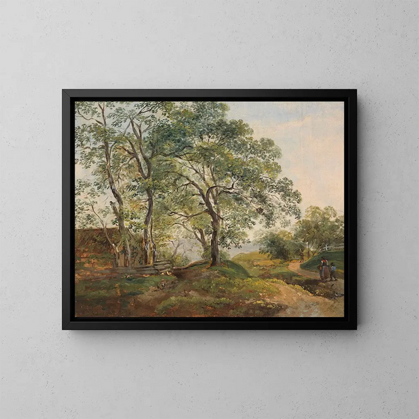 Heiliges bewaldetes Landschaft mit Hütte - Johann Georg von Dillis — gerahmtes Bild an der Wand