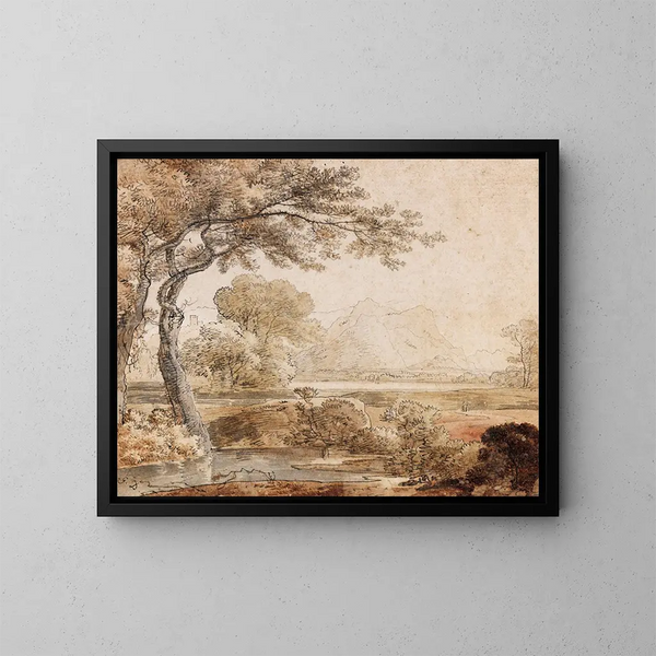 Landschaft der Voralpen - Johann Georg von Dillis — gerahmtes Bild an der Wand