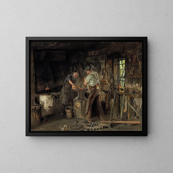 Die Schmiede des Schmieds - Johann Hamza — gerahmtes Bild an der Wand