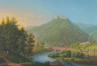 Johann Heinrich Bleuler - View of Kynsburg over the Weistritz River Valley in Silesia.webp