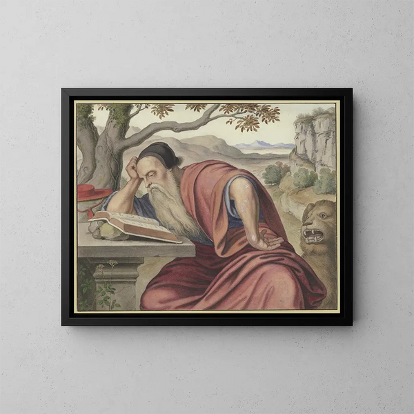 Saint Jérôme lisant dans un paysage - Johann Heinrich Ferdinand Olivier — gerahmtes Bild an der Wand