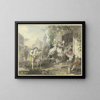 Beliebte Unterhaltung in Rom - Johann Heinrich Ramberg — gerahmtes Bild an der Wand