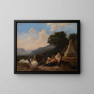 Johann Heinrich Roos - Berglandschaft mit Hirten am Brunnen.webp