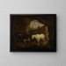 Kinder spielen in einem Stall - Johann Heinrich Roos — gerahmtes Bild an der Wand