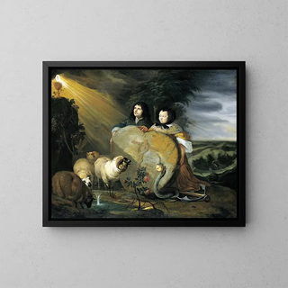 Johann Heinrich Roos - Self Portrait with his Wife and Symbols of the Christian Faith.webp