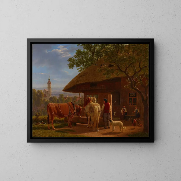 Ferme à Kirchberg - Johann Jakob Biedermann — gerahmtes Bild an der Wand