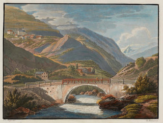 Johann Jakob Meyer - Village de Stilfs et le premier Pont sur la route du Col de Stilfs Stevio en Tyrol.webp