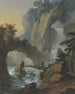 Passerelle über einem Wasserfall über einer Felsentür - Johann Jakob Schillinger — Ansicht des Kunstwerks