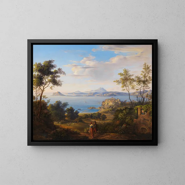 Die Bucht von Pozzuoli bei Neapel - Johann Joachim Faber — gerahmtes Bild an der Wand