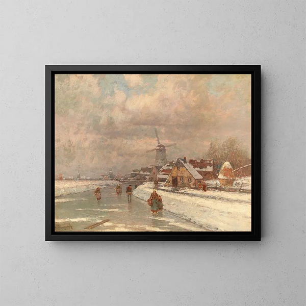 Vergnügung auf dem Eis - Johann Jungblut — gerahmtes Bild an der Wand