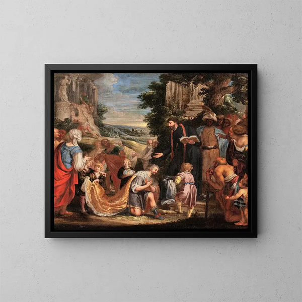 Saint Thomas der Apostel tauft den indo-parthischen König Gudnaphar - Johann König — gerahmtes Bild an der Wand
