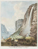 Fall des Wasserfalls namens Staubbach im Lauterbrunnental - Johann Ludwig Aberli — Ansicht des Kunstwerks