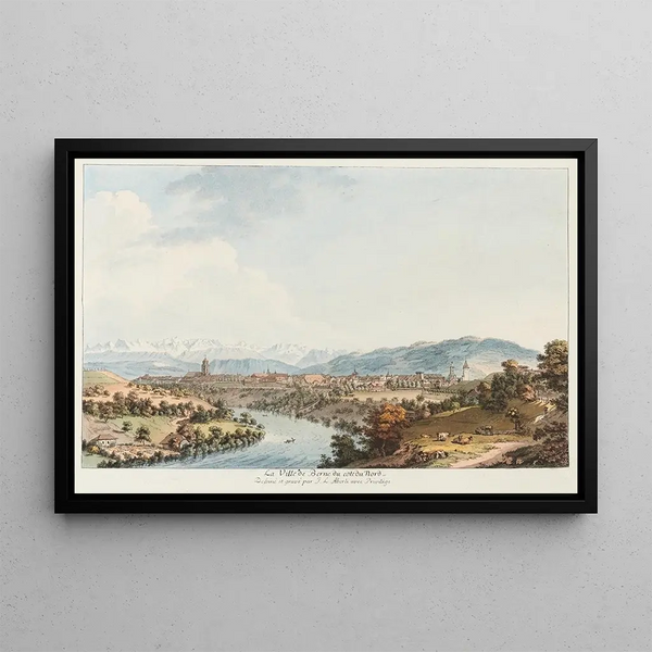Die Stadt Bern auf der Nordseite - Johann Ludwig Aberli — gerahmtes Bild an der Wand