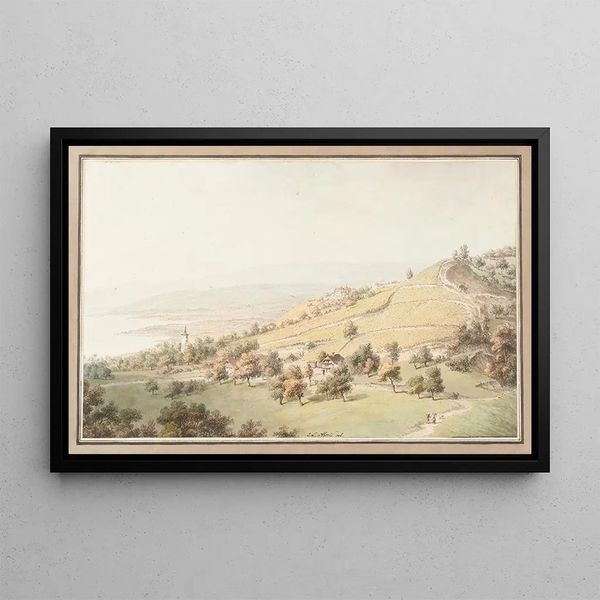 Vue de Lausanne - Johann Ludwig Aberli — gerahmtes Bild an der Wand