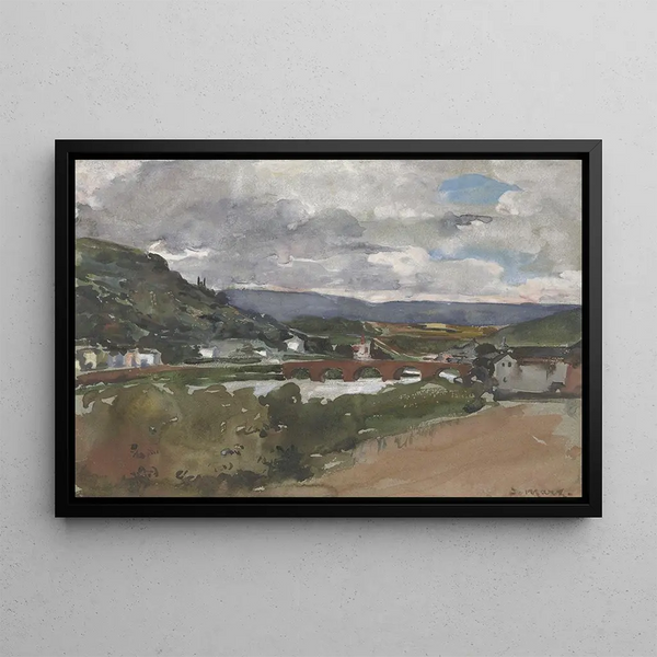 Johann Marx - Flulandschaft mit Brcke.webp