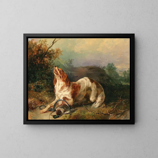 Der Köder - Johann Matthias Ranftl — gerahmtes Bild an der Wand