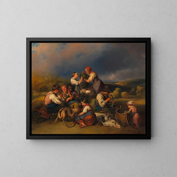 Die Ernte der Mäher - Johann Matthias Ranftl — gerahmtes Bild an der Wand