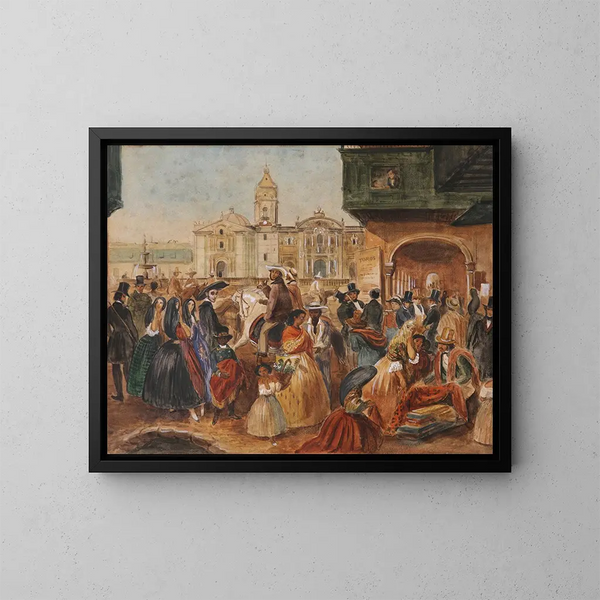 Studie für den Hauptplatz von Lima - Johann Moritz Rugendas — gerahmtes Bild an der Wand