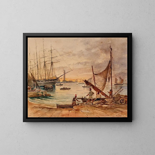 Johann Nepomuk Passini - An evening in the harbour of Triest.webp