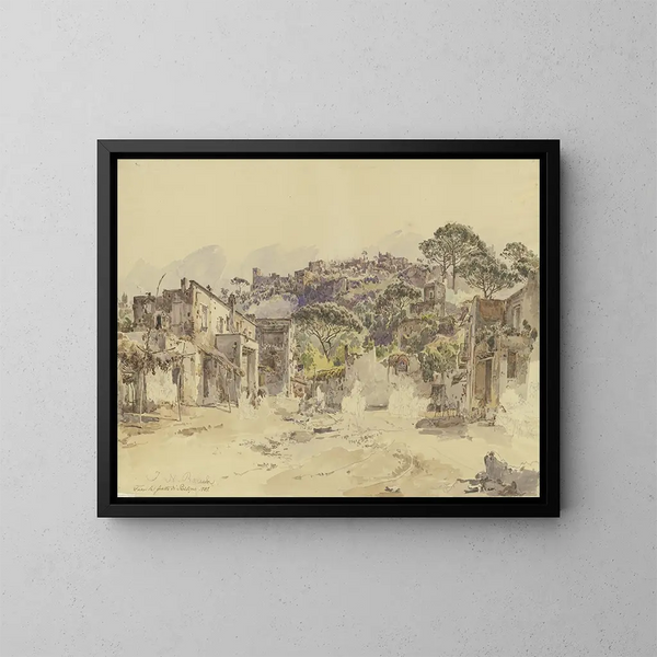 Draußen vor der Höhle von Posilipo - Johann Nepomuk Rauch — gerahmtes Bild an der Wand