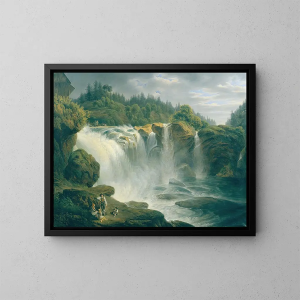 Die Fall von Traun in Gmunden - Johann Nepomuk Schadlberger — gerahmtes Bild an der Wand