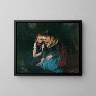 Mutter und Kind - Johann Sperl — gerahmtes Bild an der Wand