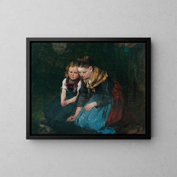 Mutter und Kind - Johann Sperl — gerahmtes Bild an der Wand