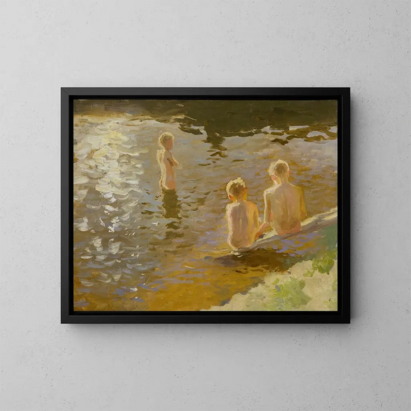 Boys Bathing - Johann Walter-Kurau — gerahmtes Bild an der Wand
