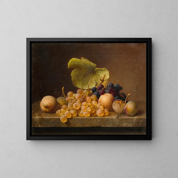 Naturmorte mit Trauben - Johann Wilhelm Preyer — gerahmtes Bild an der Wand