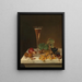 Stillleben mit einem großen Glas Champagner auf einem Marmortablett - Johann Wilhelm Preyer — gerahmtes Bild an der Wand