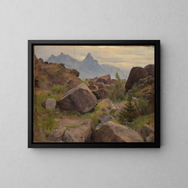 Studie eines Felsen bei Goldau - Johann Wilhelm Schirmer — gerahmtes Bild an der Wand