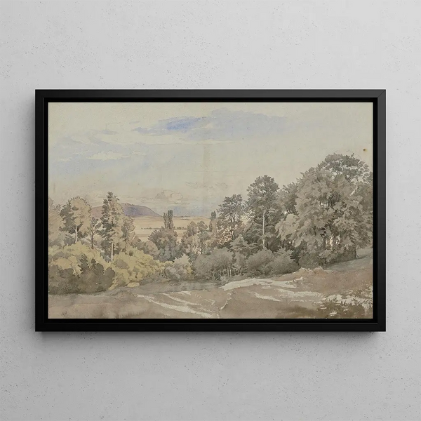 Wald mit weiter Aussicht - Johann Wilhelm Schirmer — gerahmtes Bild an der Wand