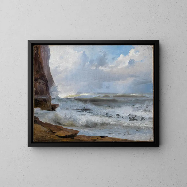 Studien der Meeresküste bei Étretat mit Felsen auf der linken Seite - Johann Wilhelm Schirmer — gerahmtes Bild an der Wand
