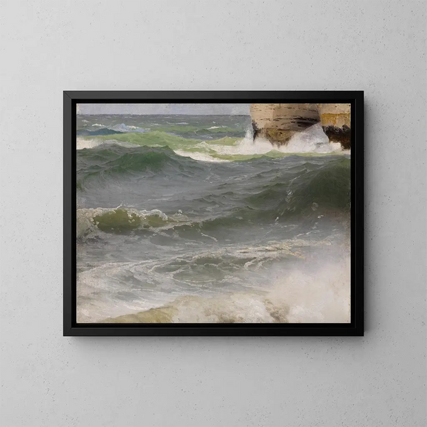 Studien der Meeresküste bei Étretat mit Felsen rechts - Johann Wilhelm Schirmer — gerahmtes Bild an der Wand