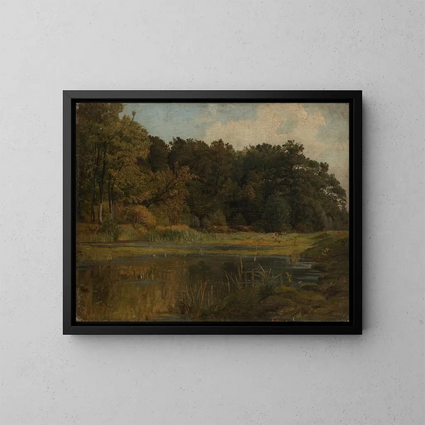 Teich im Wald - Johann Wilhelm Schirmer — gerahmtes Bild an der Wand
