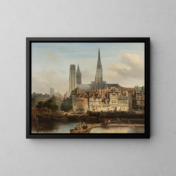 Le quai de Paris à Rouen - Johannes Bosboom — gerahmtes Bild an der Wand